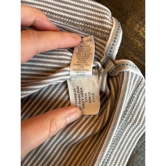 Banana Republic Mens Textured Gray Polo Embroidered Elephant Logo Ombre Stripe - Picture 4 of 9